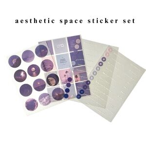 🏷️ aesthetic moon stars clouds set of 4 PET stickers & quotes